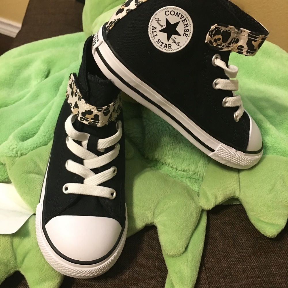 Never Worn Black/Leopard Little Girls Converse